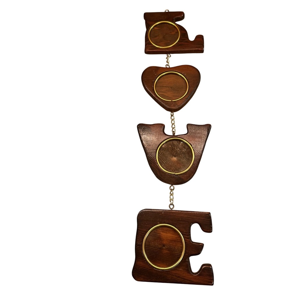 Wooden LOVE‎ Photo Frame Hanging Decor Heart Shaped Valentine Day Gift Vintage